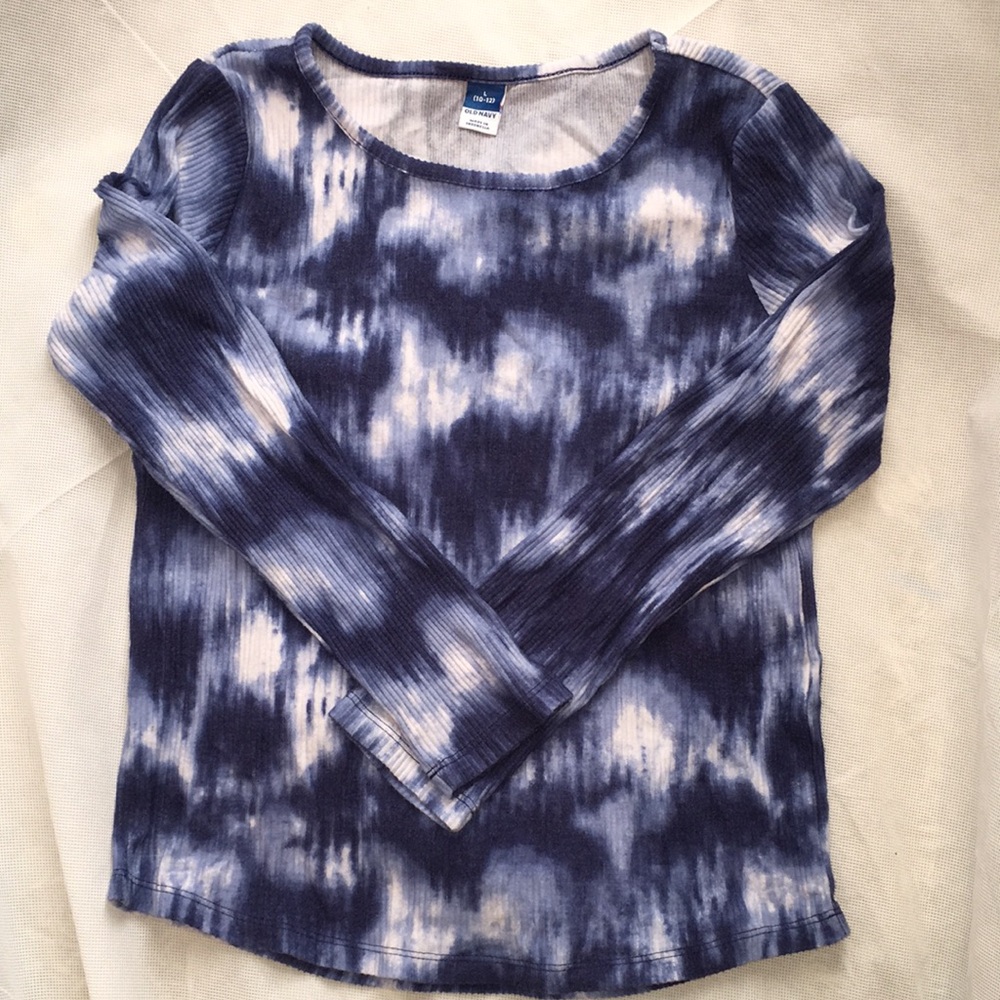 Old Navy Tie-Dye Long Sleeve Top Blue and White | Girls' Size 10